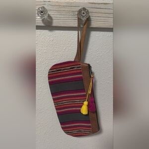 Nena & CO Og Wrist Clutch With Leather Trim And Tassels!
